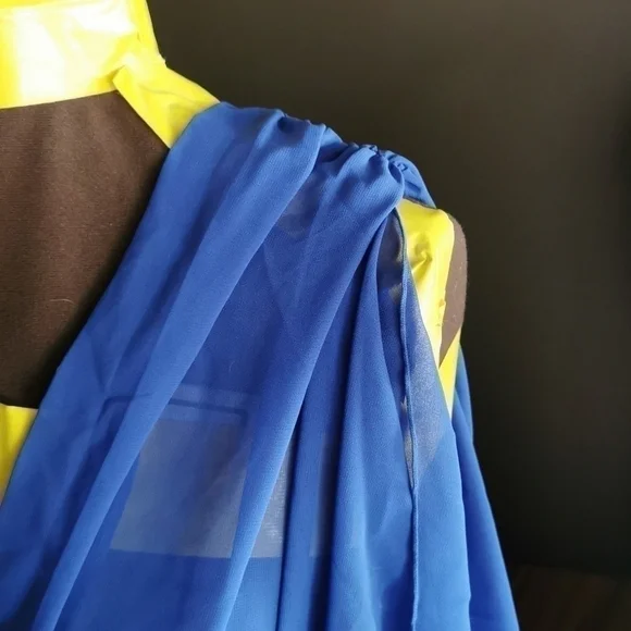 BISOU Bisou Pleated Sheer Blue Dress Swim Cover Large - Picture 7 of 7